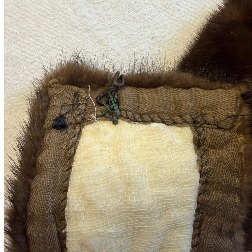 Vtg‎ Genuine Mink Fur Collar Mahogany Brown Detachable Wrap Scarf Trim Accessory